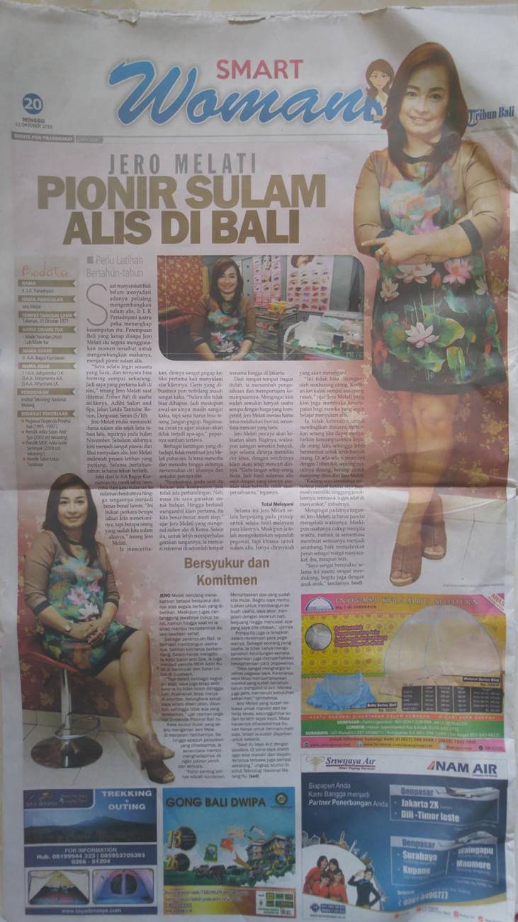 Jero Melati Pionir Sulam Alis di Bali, Tribun Bali 11 Oktober 2015